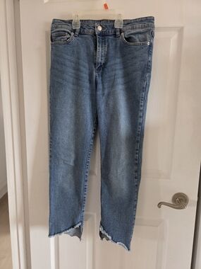 Joe Fresh Cropped High-Rise Straight Jeans in Light Blue
